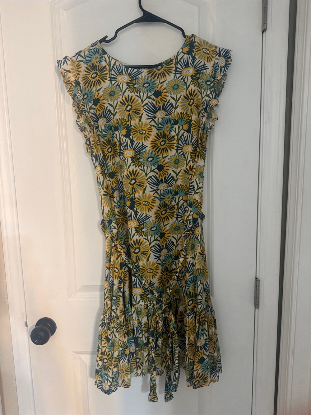dip Yellow & Green Floral Mini Dress with Ruffle Hem